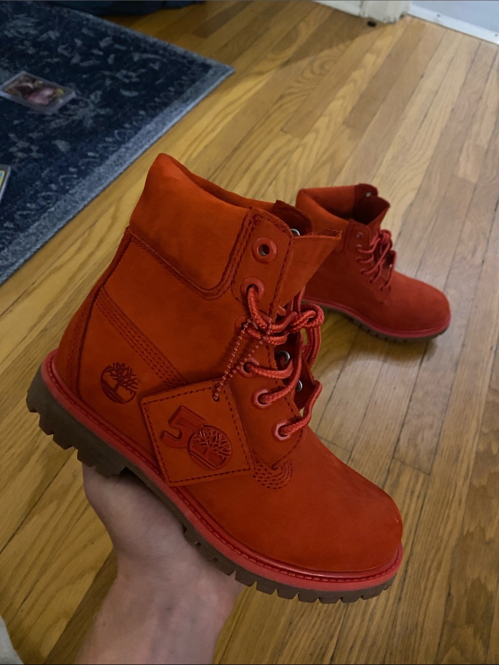 Red 50 year anniversary timberland boots